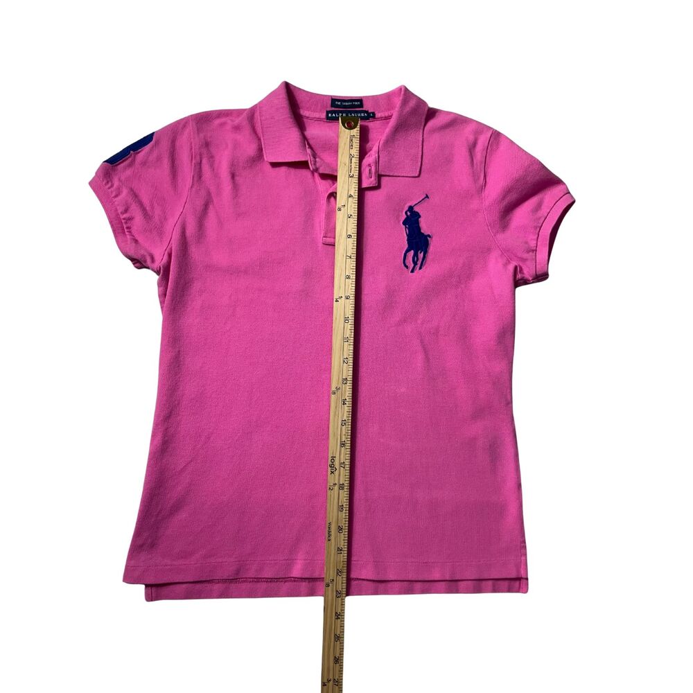 Ralph Lauren Pink Skinny Polo Shirt Women’s Size L Short Sleeve - Picture 5 of 8